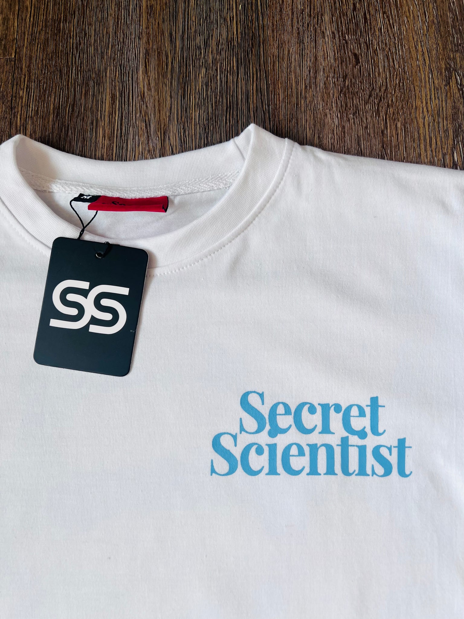 White/Baby Blue Varsity SS Script