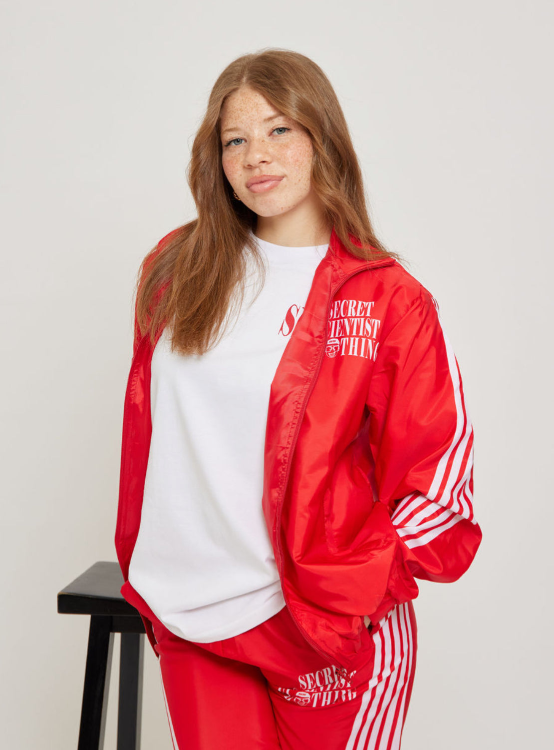 Red Stripe Windbreaker Jacket