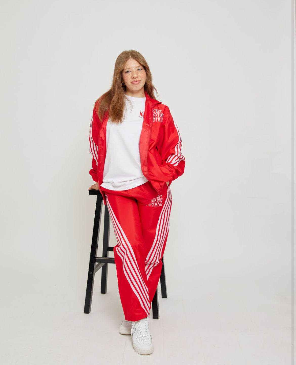 Red Striped Windbreaker Pants