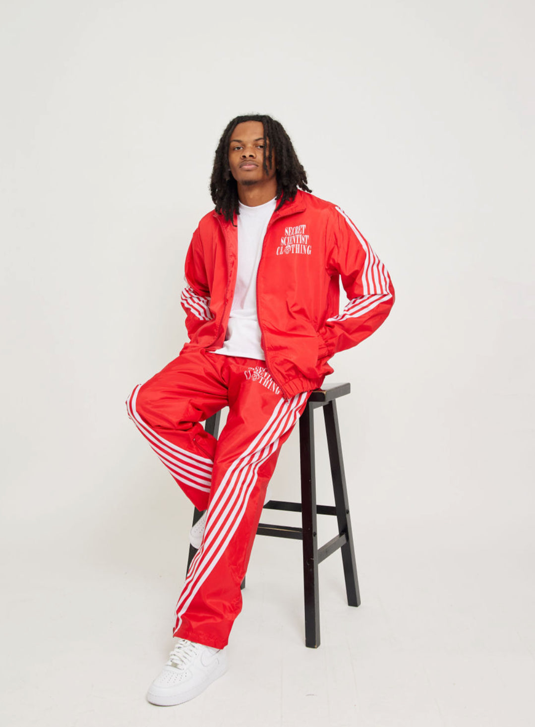 Red Stripe Windbreaker Jacket