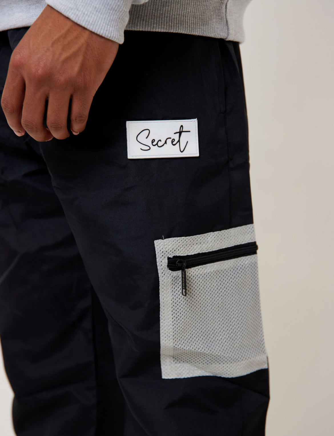 Black Cargo Windbreaker Pants