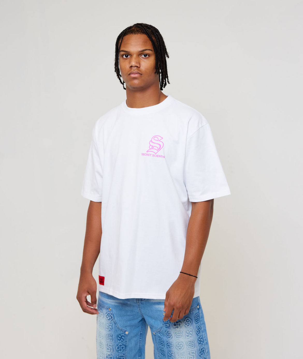 SS Short Sleeve Tee - Dark Pink Logo