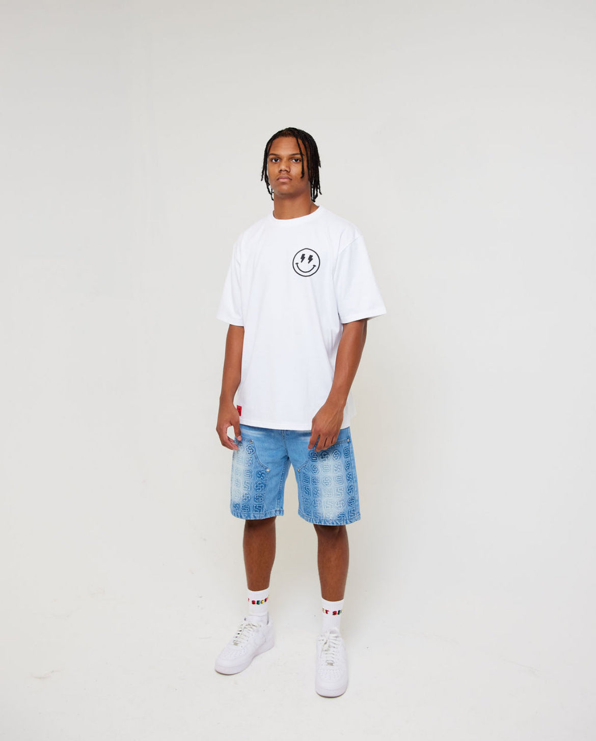 Lightning Smiley SS Tee - White
