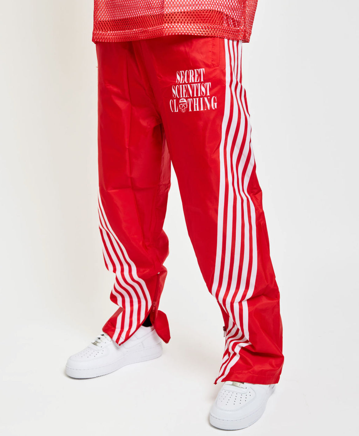 Multi Stripe Red Windbreaker Pants