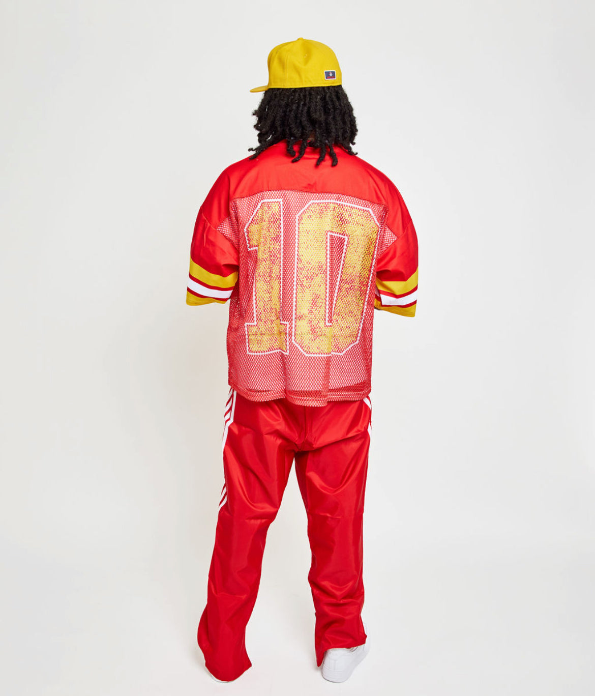 Red Mesh Oversized Football Jersey